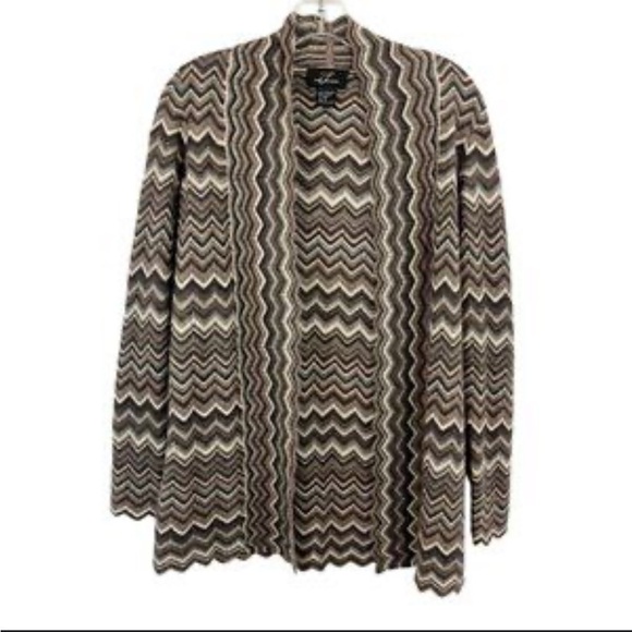 Pure Cashmere Brown Open Front Cardigan Sweater - Picture 3 of 4